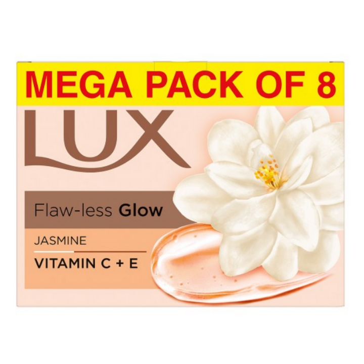 LUX Flaw-Less Glow Jasmine Soap with Vitamin C & E - 150 g Each - Buy 4 Get 1 Free