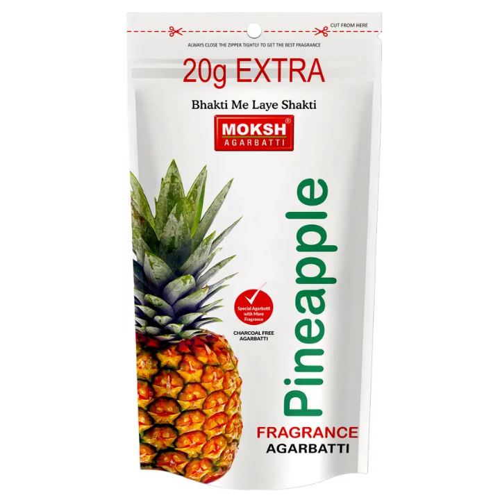 MOKSH Agarbatti Pineapple Zipper Pineapple (20 g Extra in Pack) (88, Set of 1)