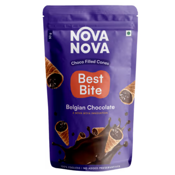 Nova Nova Best Bite Belgian Chocolate Choco Filled Cone: 60 g