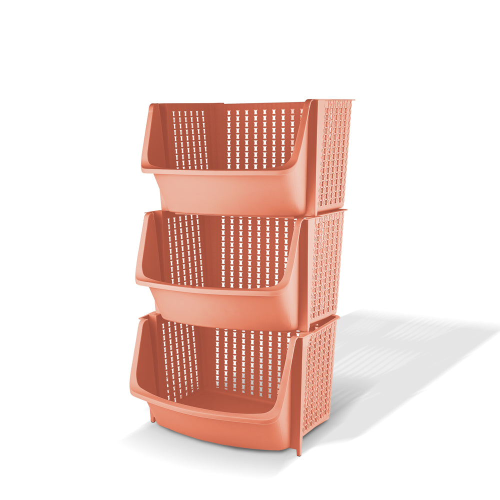 Asian Smart Multipurpose Storage Rack (Almond Brown) - Set Of 3 - 1 U