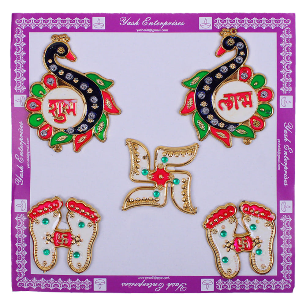 Acrylic Mina Shubh Labh Sticker D6 - 5 Pieces - 1 Unit