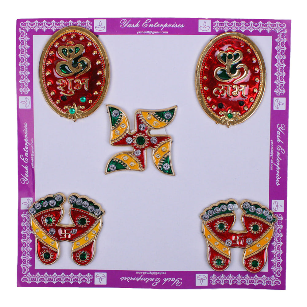 Acrylic Mina Shubh Labh Sticker D10 - 5 Pieces - 1 Unit