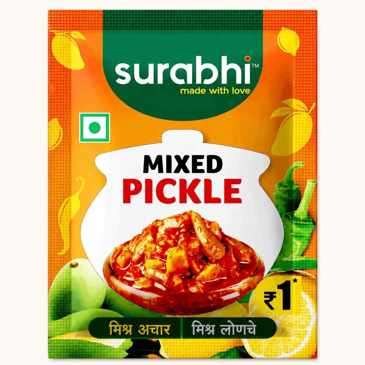 Surabhi - Mixed Pickle Sachet, 8 gm (Pack of 100)