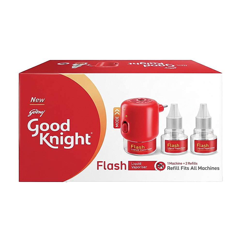 Good Knight Flash Liquid Vaporiser (1 Machine + 2 Refill x 45 ml) - 1 U
