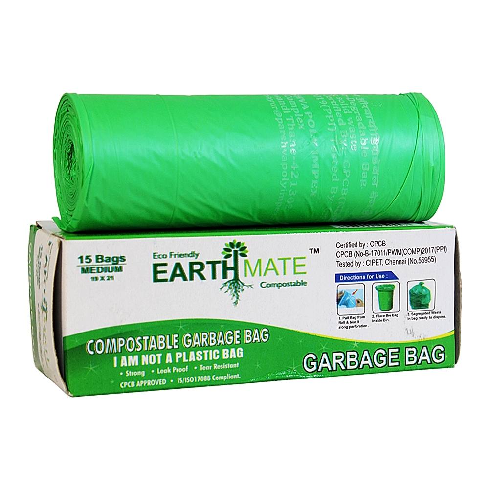 Compostable Blue Garbage Bag (19x21 Inches) - 15 Bags - Green