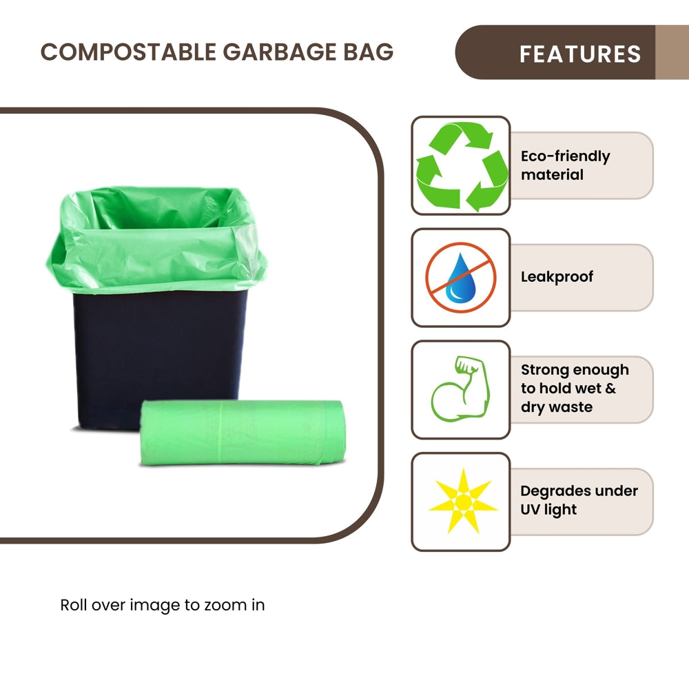 Ecosac Compostable Green Garbage Bag - 24x32 Inches (10 Bags) - 1 U
