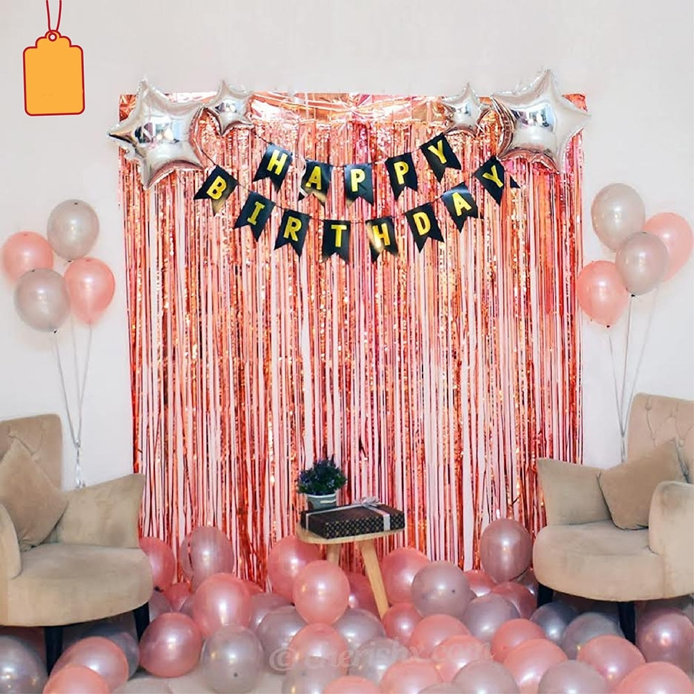 Manovedant Happy Birthday Decoration Combo (1) - Rose Gold - 37 U