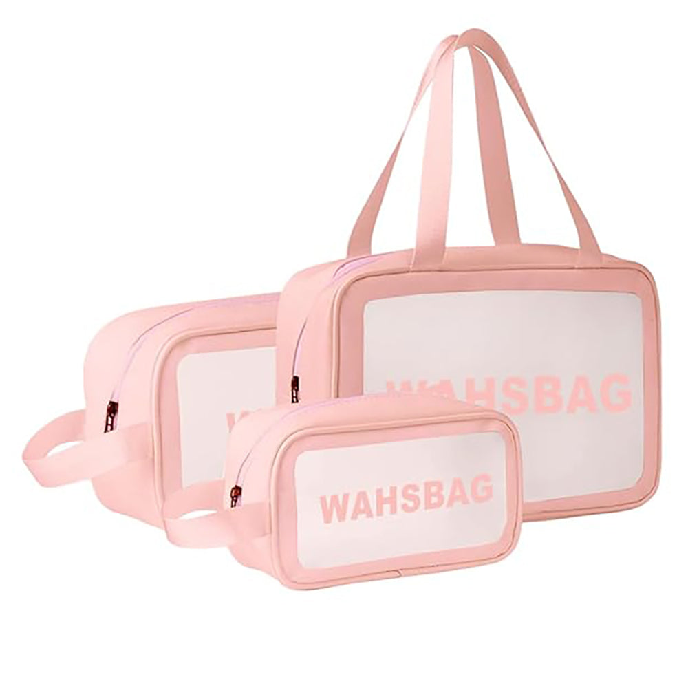 Cortina PVC Travel Organiser Pouches (Pink) - Set of 3 - 3 U