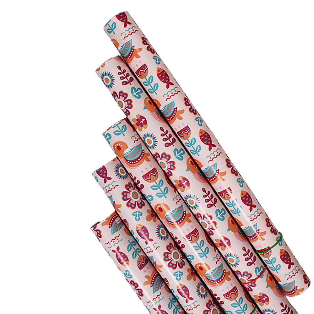 Archies Madhubani Gift Wrapping Paper Fish & Sparrow Printed - 5 U