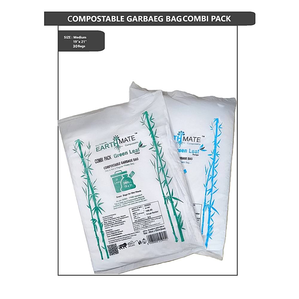 Earthmate Compostable Garbage Bags For Wet & Dry Waste (Blue & Green) - Set Of 2 - 1 Unit