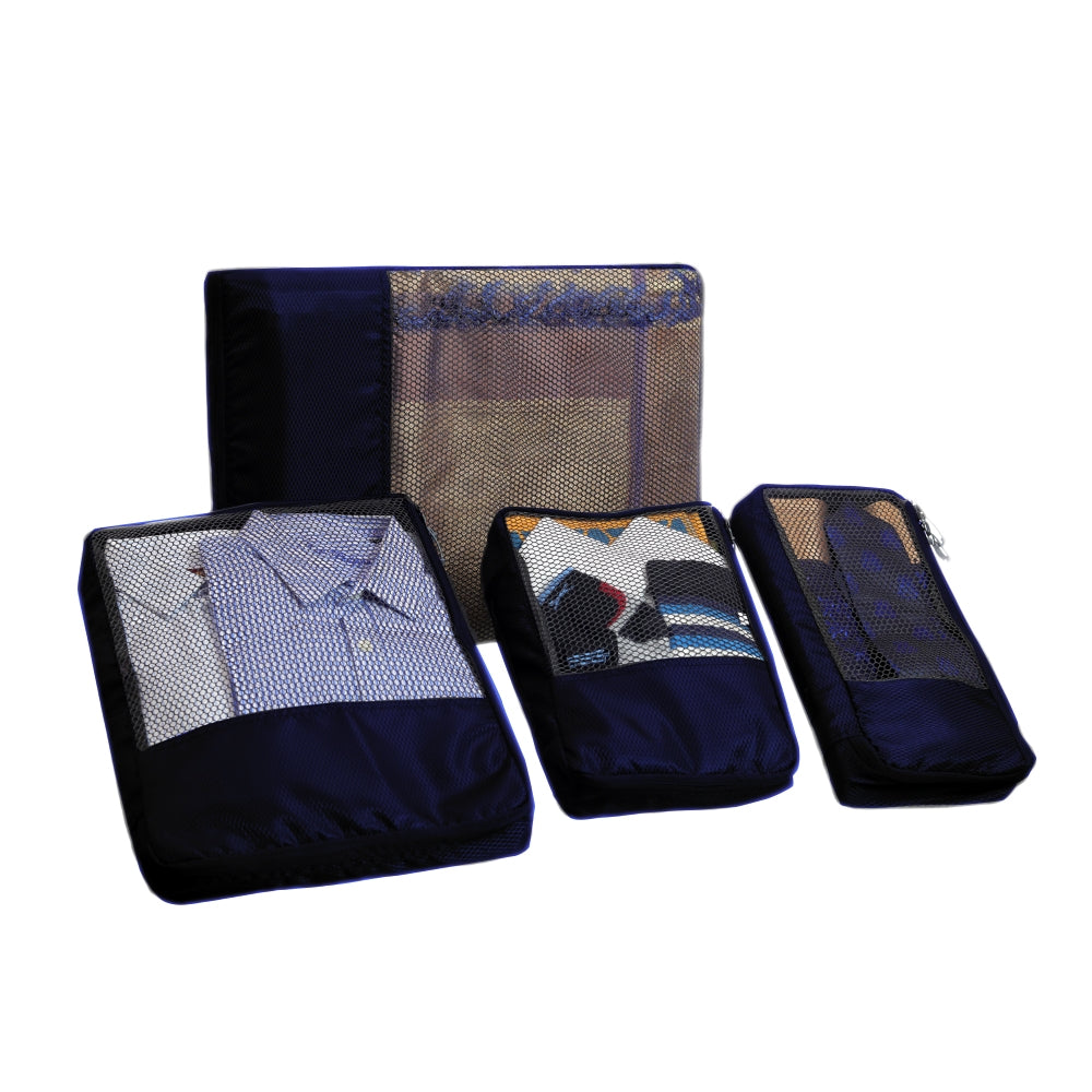 Ecosac Polyester Garment Pouch Organiser (Navy Blue) - Set of 4 - 1 U