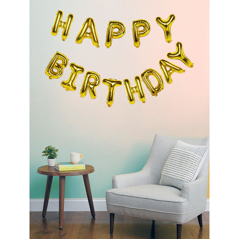 Manovedant Decorative Happy Birthday Foil Letter Balloons: Gold - 13 U