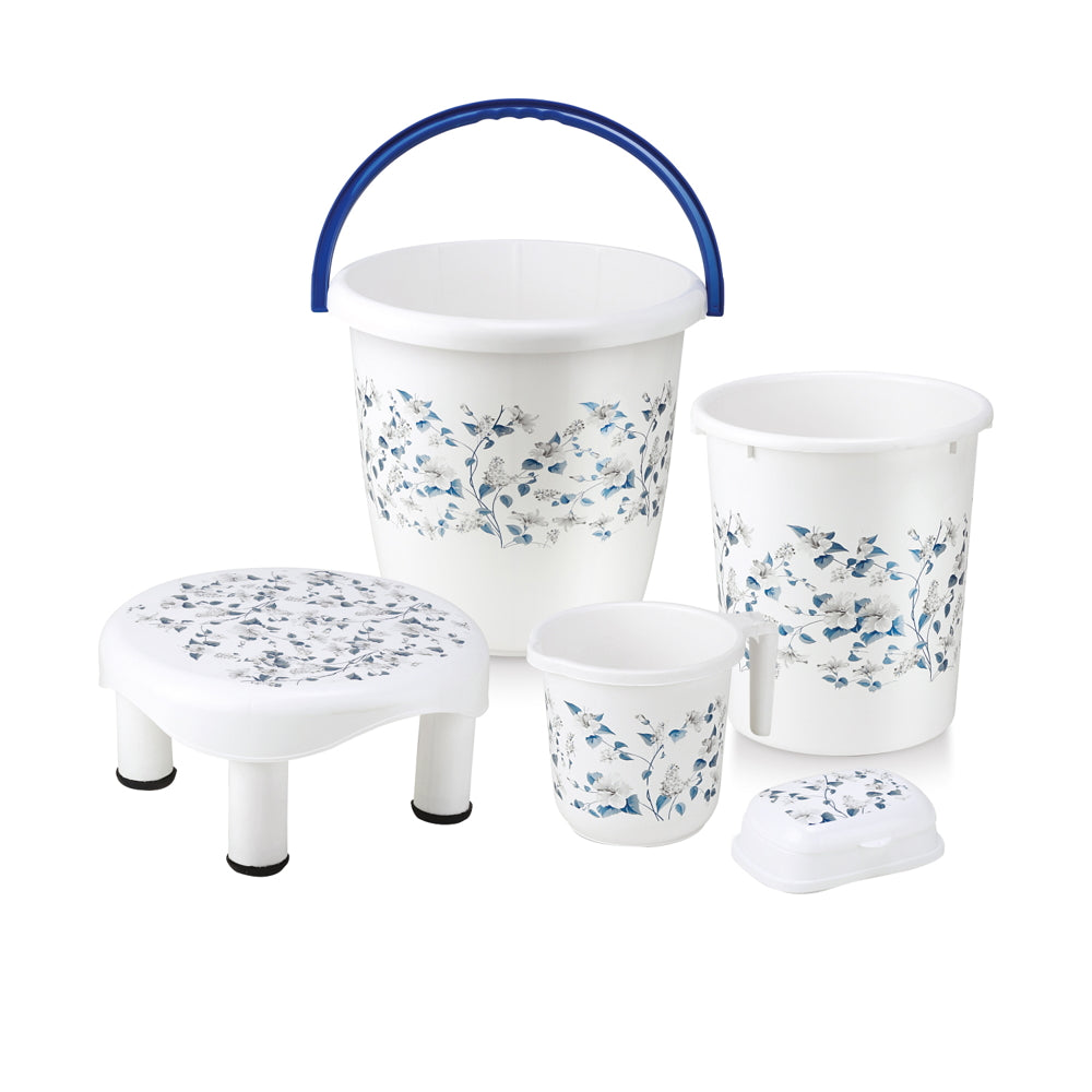 Joyo Plastic Bathroom Set (Blue) - Set of 5 - 5 U