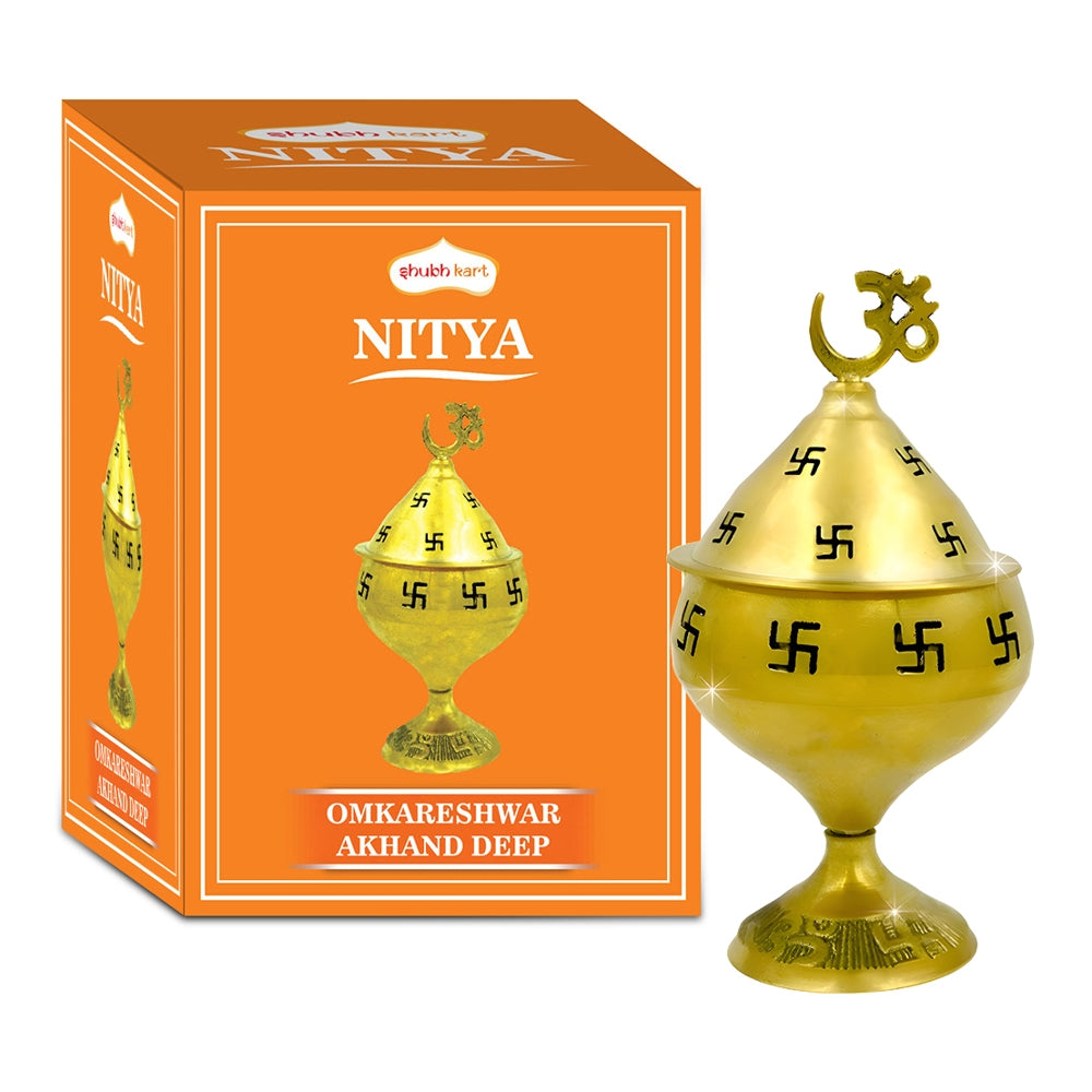 Shubhkart Nitya Brass Omkareshwar Akhand Deep - 110 g