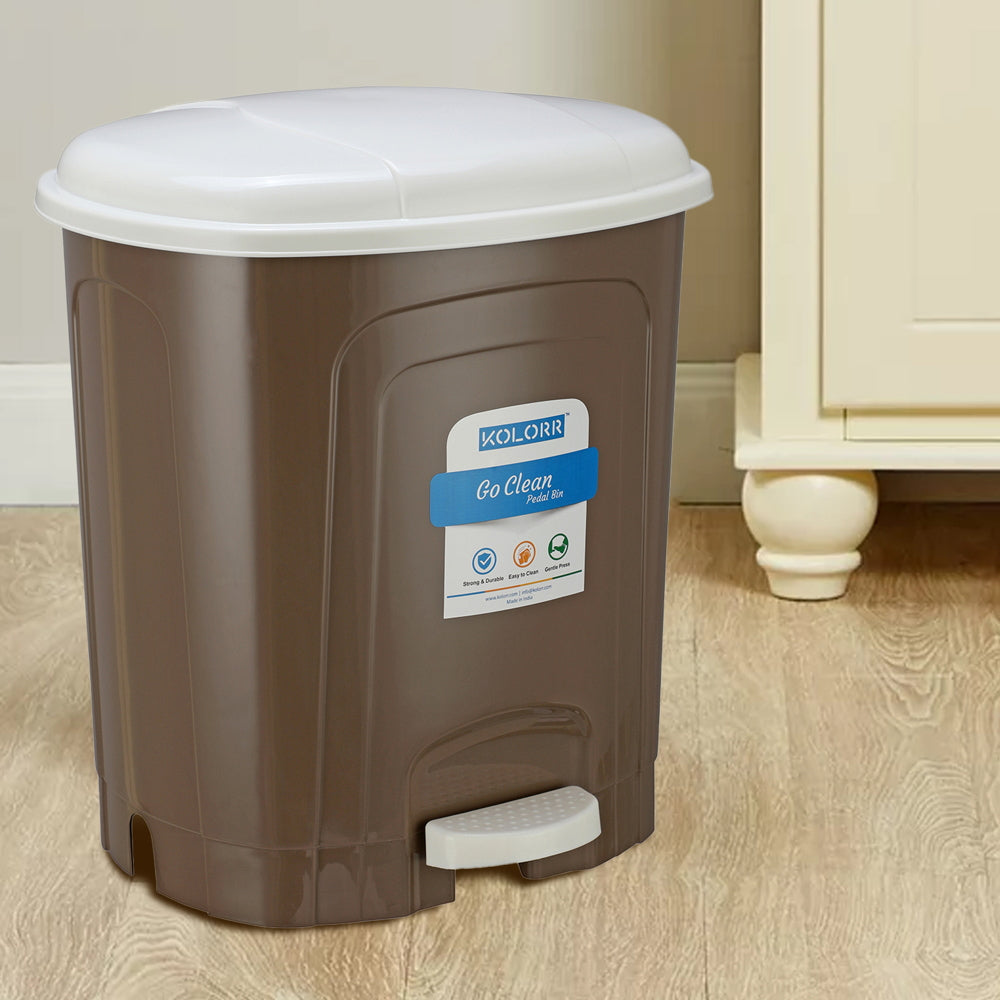 Kolorr Plastic Go Clean Pedal Bin - Brown (13 L) - 1 U