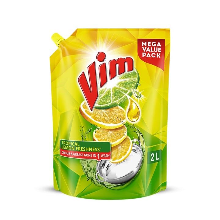 Vim Dishwash Liquid Gel - Lemon : 2 Litres