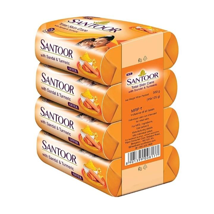 Santoor Sandal & Turmeric Soap : 4x125 gms