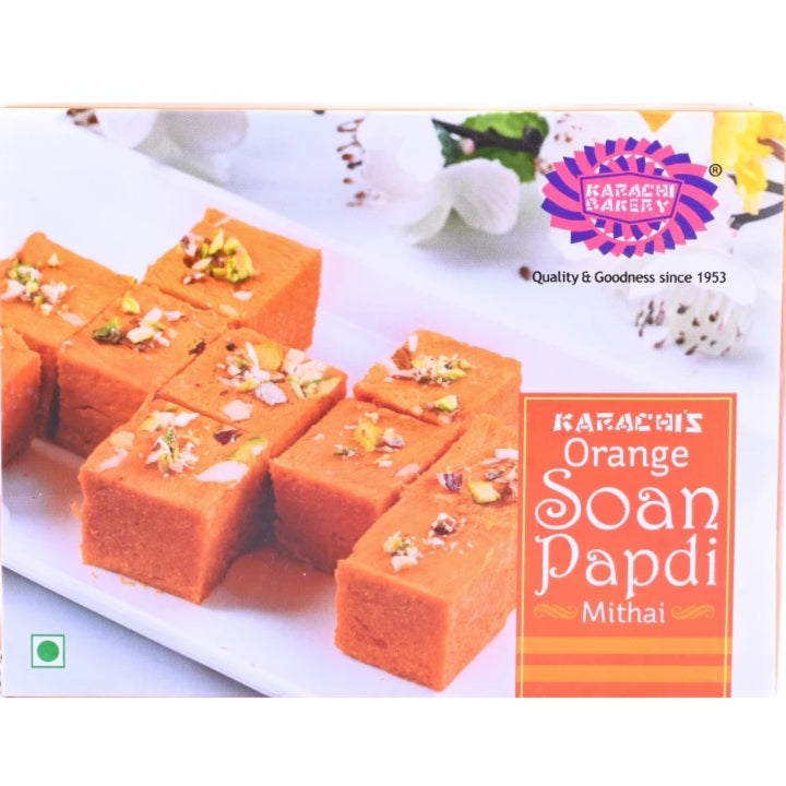 KARACHI BAKERY Orange Soan Papdi Mithai Box (200 g)