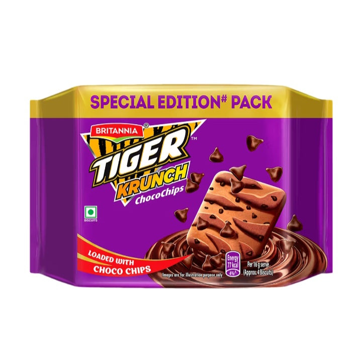 Britannia Tiger Krunch Chocochips Biscuits : 4x100 gms