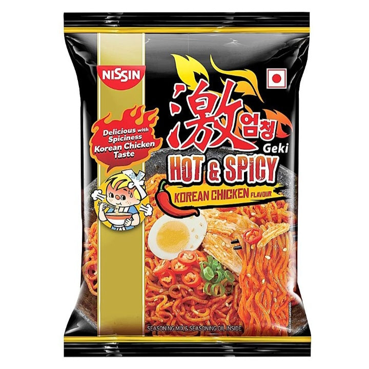 Nissin Geki Hot & Spicy Korean Chicken Flavour Noodles: 80 gms
