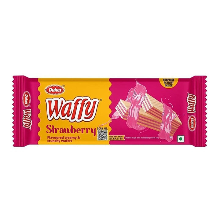 Dukes Waffy Strawberry Flavoured Wafer Biscuits : 60 gms