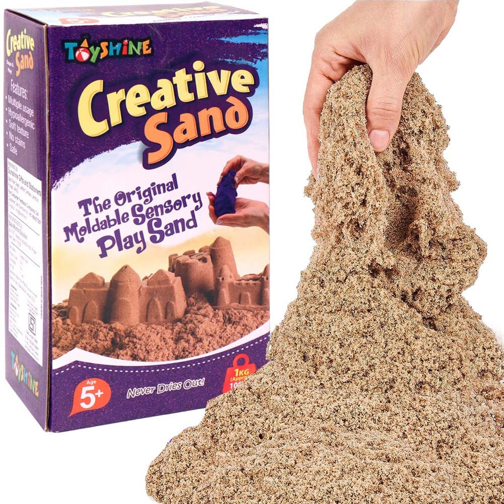 Toyshine Creative Sand For Kid With 12 Play Molds - Natural - 1 kg