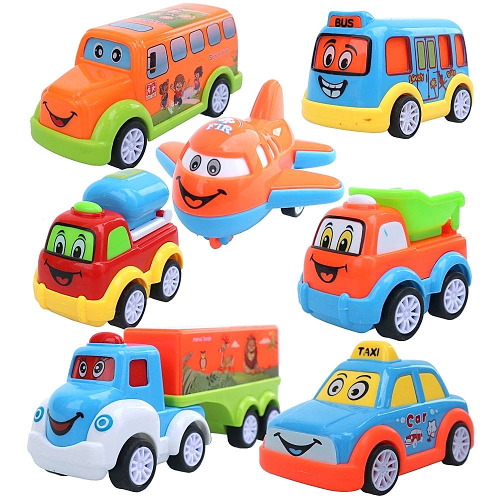 Toyshine Plastic Friction Powered Automobile Car Set - Multicolour (Pack of 7) - 1 U
