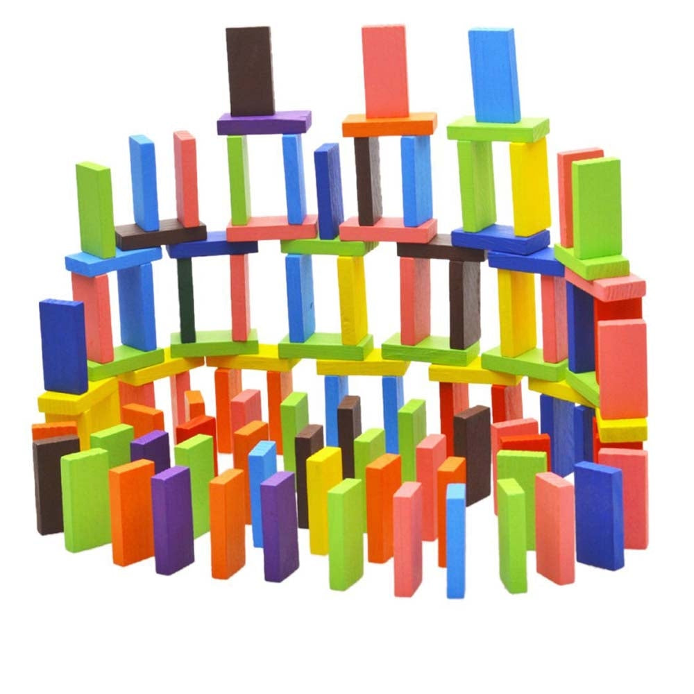 Toyshine Wooden 12 Colour Dominos Blocks Kids Game - Multicolour - 1 U