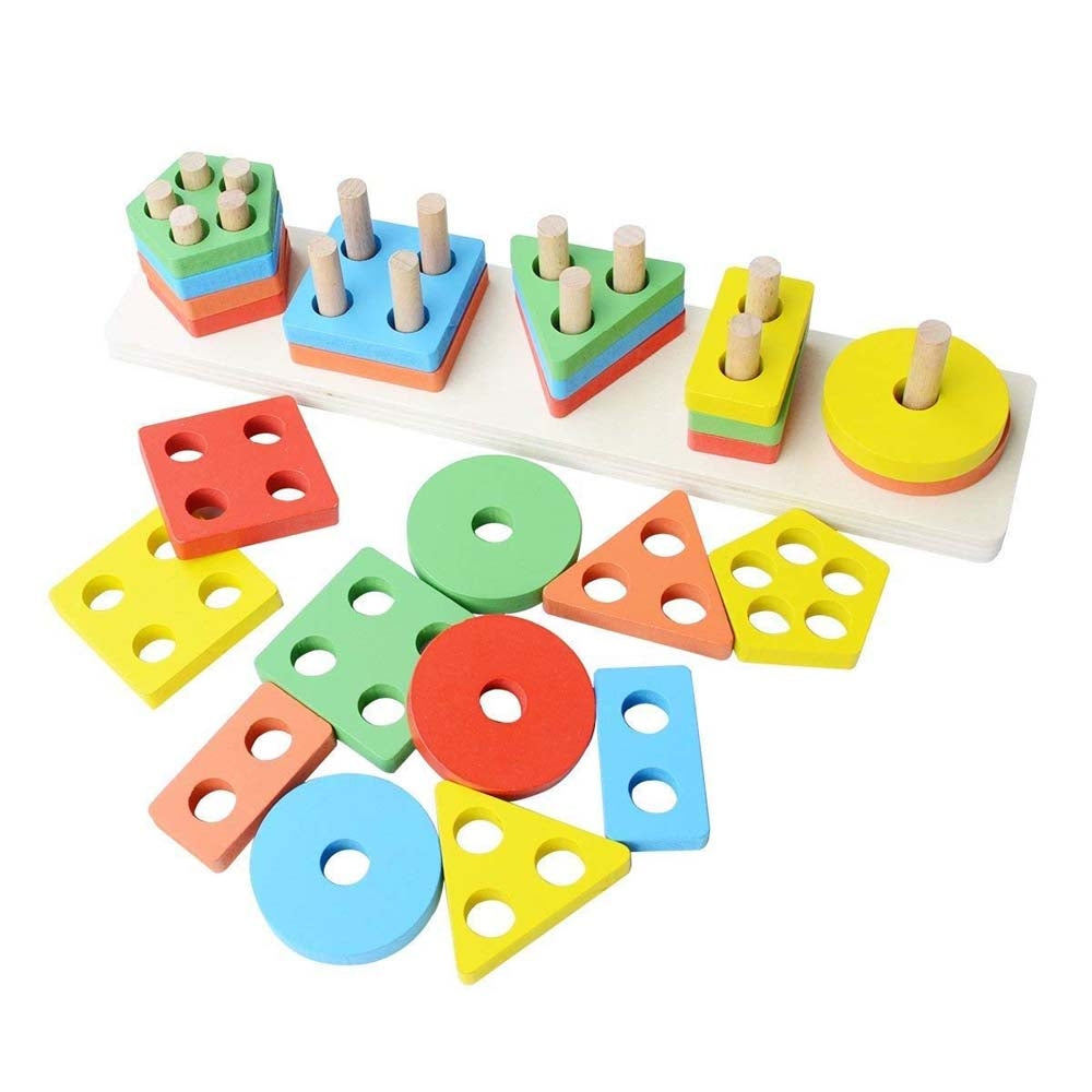 Toyshine Wooden Angle Geometric Block Puzzle Set - Multicolour - 1 U