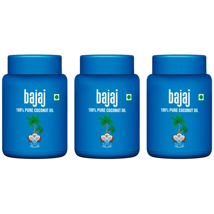 BAJAJ CONSUMER CARE Set of 3 100% Pure Coconut Oil Wide Mouth Jar - 600ml Each