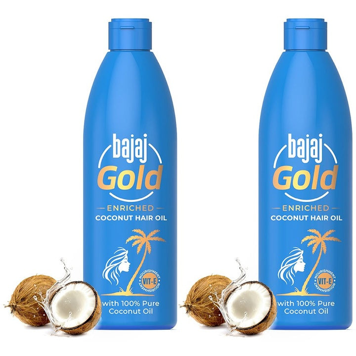 BAJAJ CONSUMER CARE Set of 2 Gold Enriched Coconut Hair Oil - 500 ml each