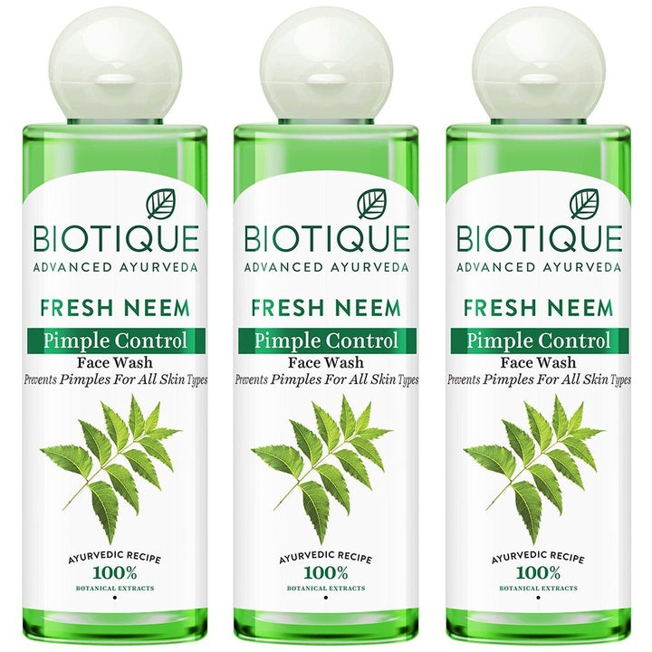 Biotique Set of 3 Fresh Neem Pimple Control Face Wash - 200ml each