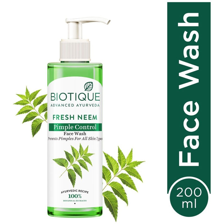 Biotique Fresh Neem Pimple Control Face Wash To Target Oily Acne Prone Skin - 200ml