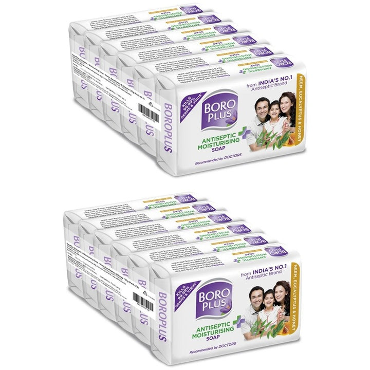 BOROPLUS Set of 16 Antiseptic Moisturizing Soaps With Neem, Eucalyptus & Honey - 125g each