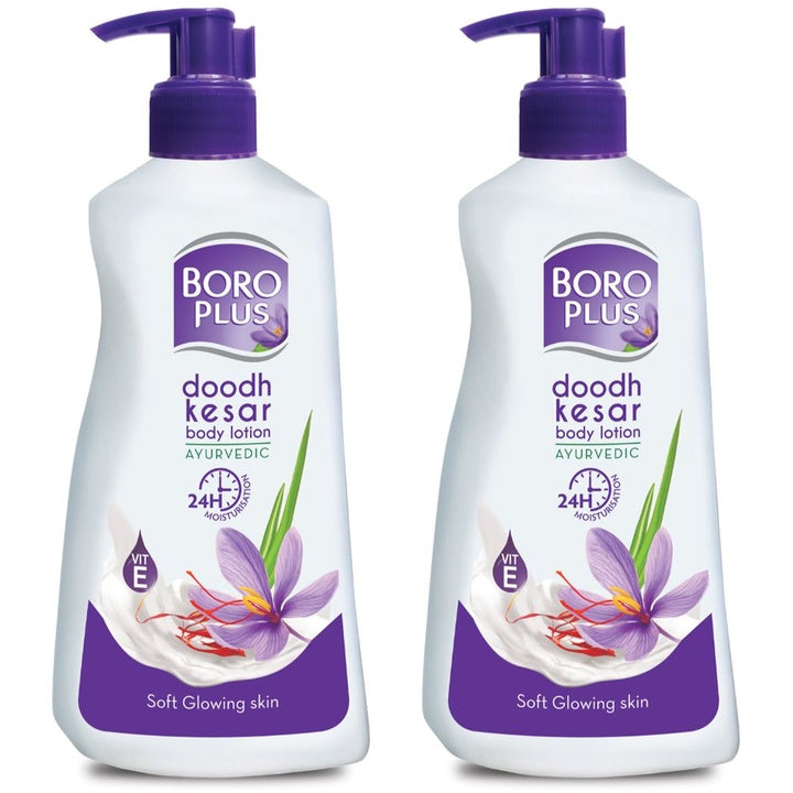 BOROPLUS Set Of 2 Ayurvedic Doodh Kesar Body Lotion With Vitamin E - 600ml Each