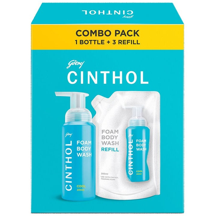 Cinthol Cool Foaming Body Wash with 3 Refills Combo - 200ml each