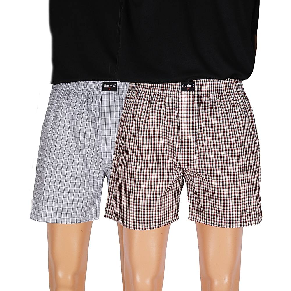 DI COTONE Mens Boxer pack of 2 - Maroon & Grey (XXL) - Size M