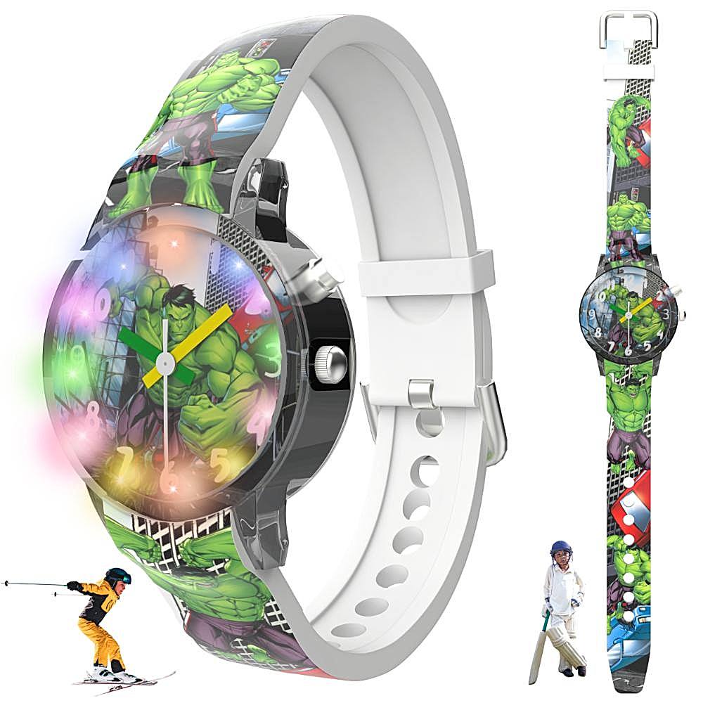 Disney Hulk Kids Analog Watch with Glowing LED Lights (3-12 Years) - 1 U