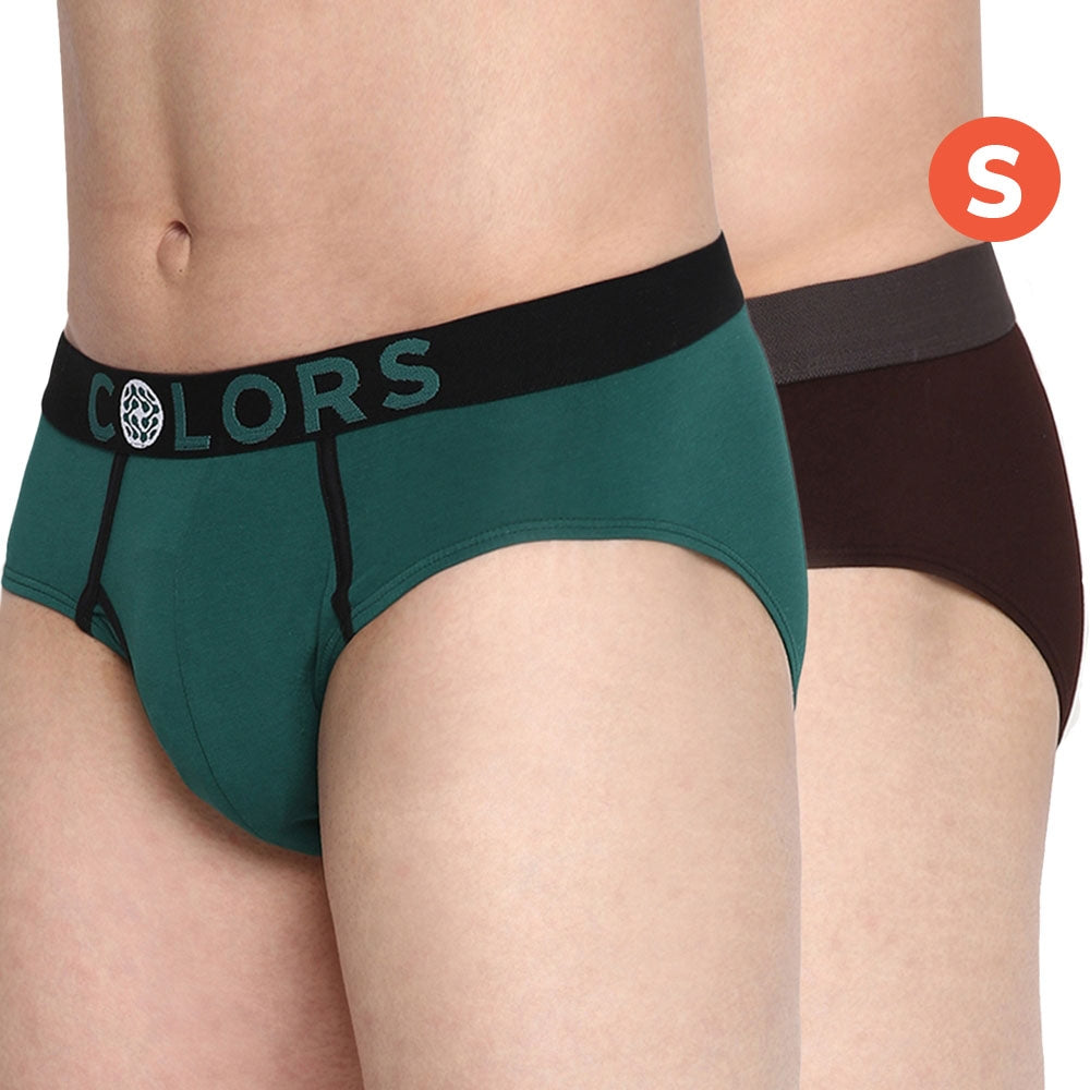 Rupa Frontline Colours Men's Brief - 100 cm (XXL) - Teal Green & Brown - Size S