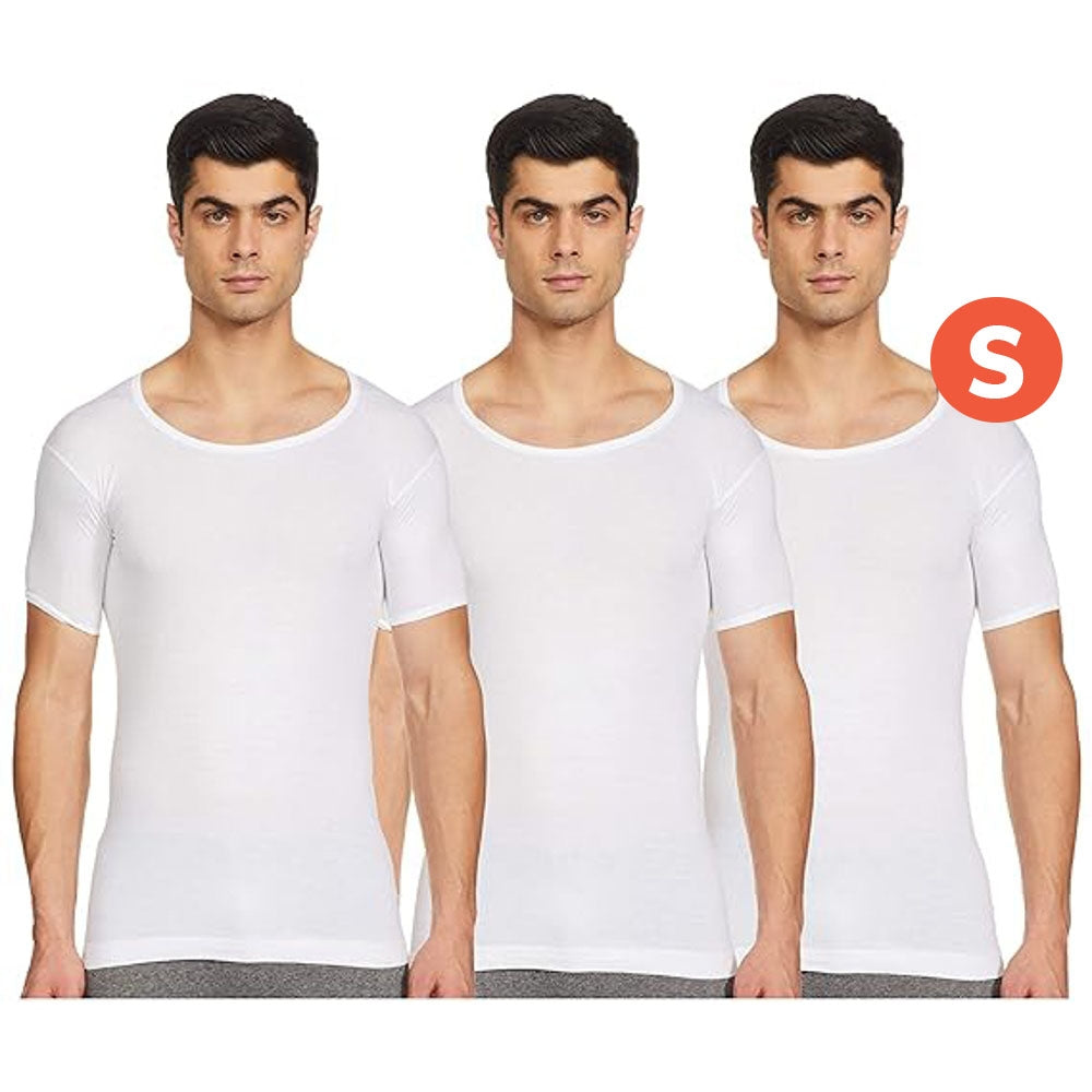 Rupa Jon Round Neck Sleeve Men's Vest - White - Size S