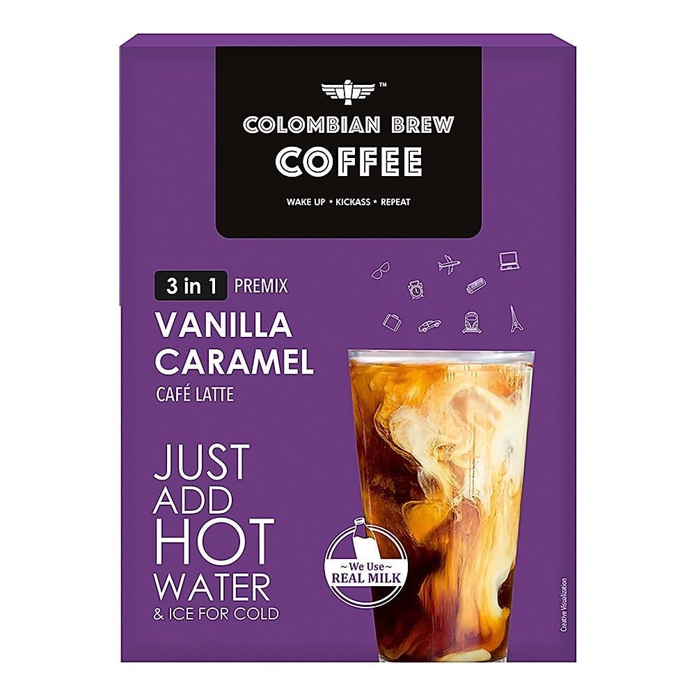 Colombian Brew Vanilla Caramel Coffee Premix - 8 U