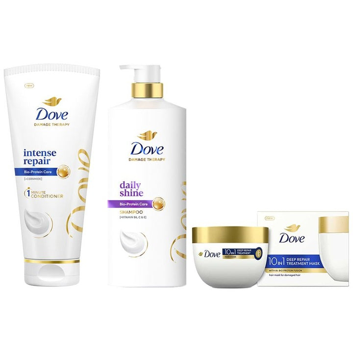 Dove Set of Daily Shine Shampoo+Intense Repair Hair Conditioner+Deep Repair Hair Mask