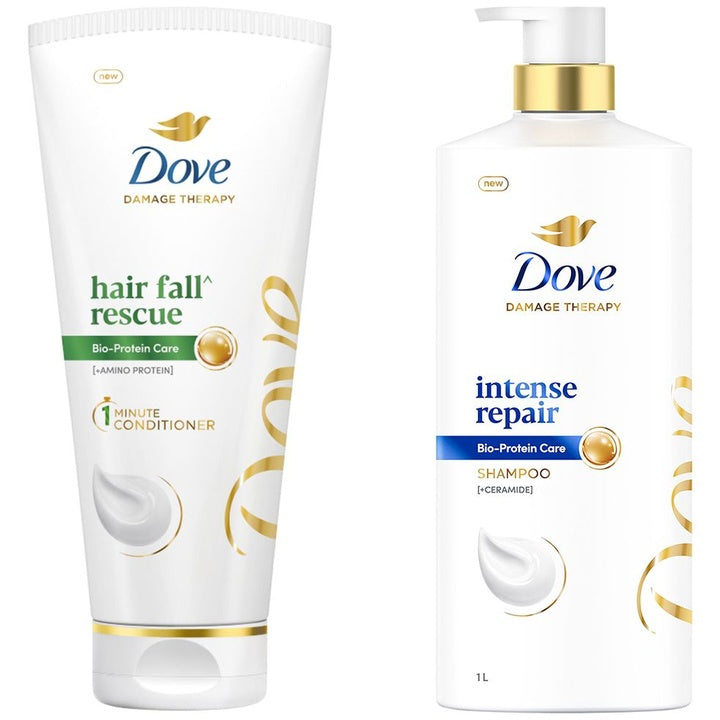 Dove Set of Intense Repair Shampoo 1 L & Hair Fall Rescue Hair Conditioner 175 ml