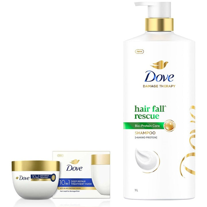 Dove Hair Fall Rescue Shampoo 1L & 10In1 Deep Repair Treatment Hair Mask 120ml