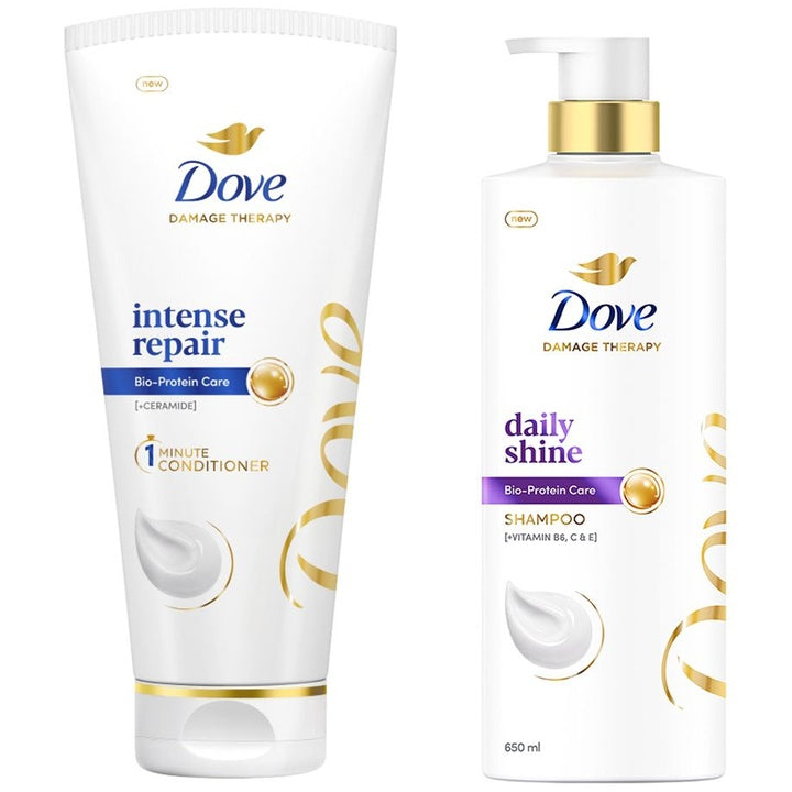 Dove Set of Intense Repair Hair Conditioner - 175 ml & Daily Shine Shampoo - 650 ml
