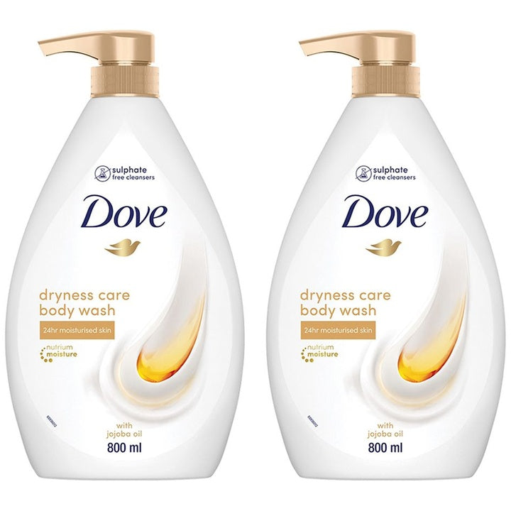 Dove Set Of 2 Dryness Care Body Wash with Jojoba Oil for Moisturised Skin - 800ml Each