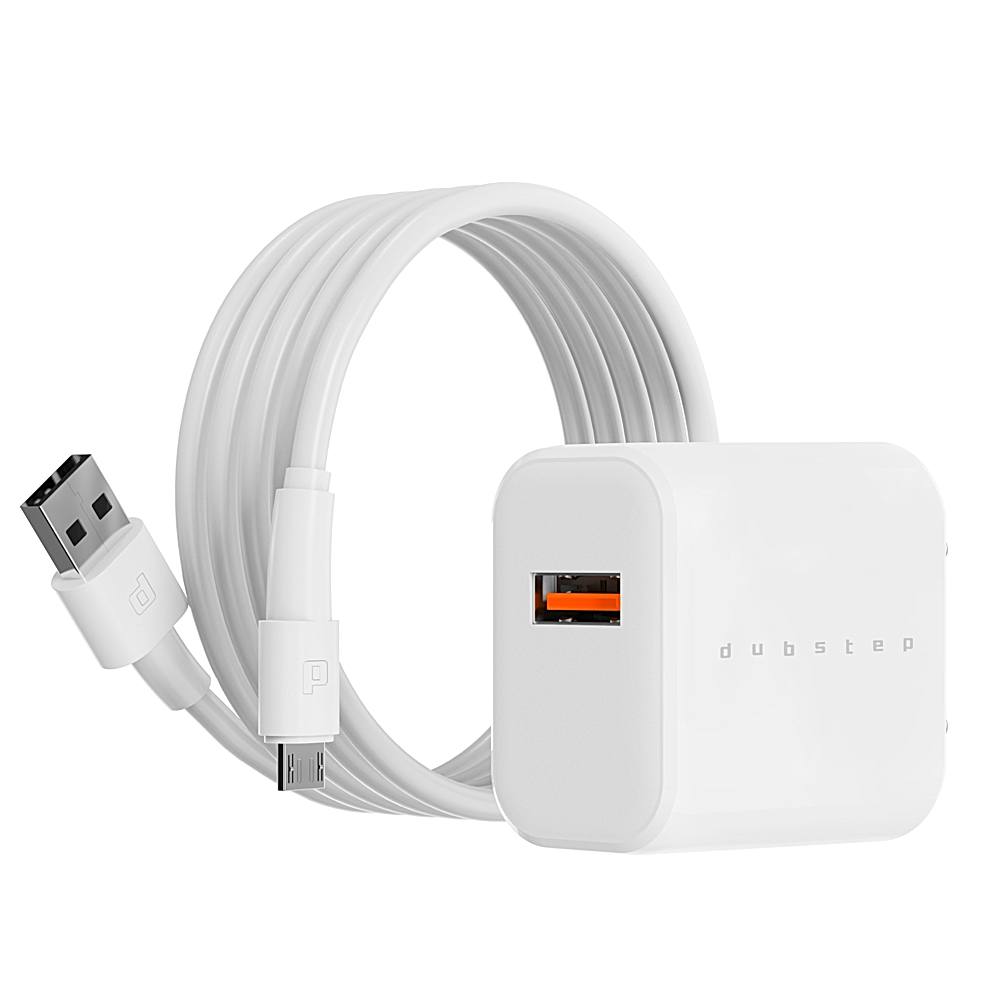 Dubstep Sprint 12W Usb-A To Micro Usb Wall Charger With Cable (White) - 1 Unit