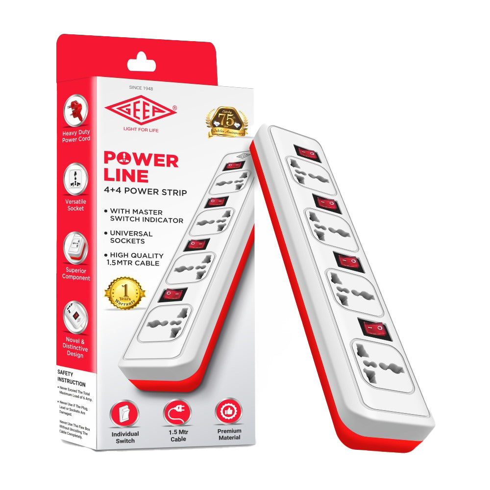 Geep Power Line 4+4 Power Strip - 1 U