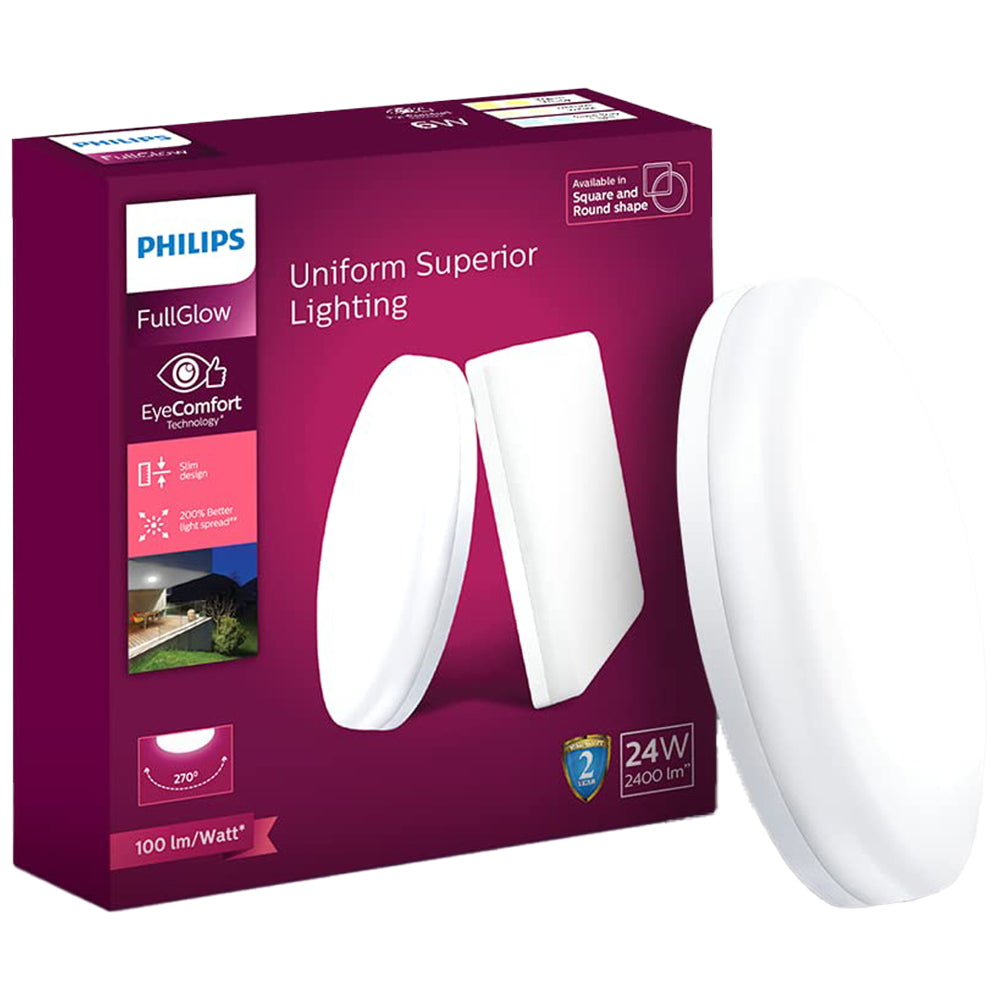 Philips Rimless Full Surface Glow Round Led Light (Crystal White) - 24 W - 1 U