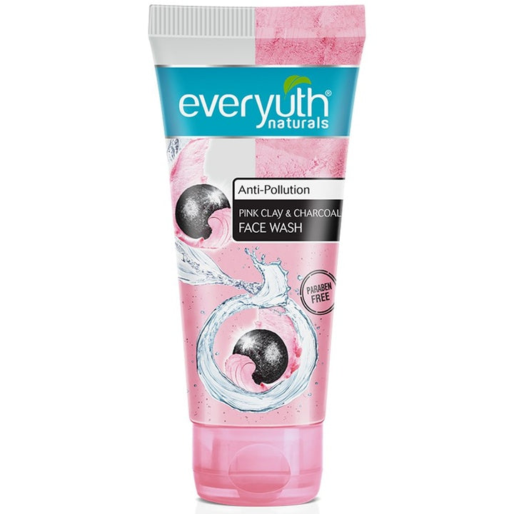 everyuth Naturals Anti Pollution Pink Clay & Charcoal Face Wash For Oily & Dry Skin - 150g